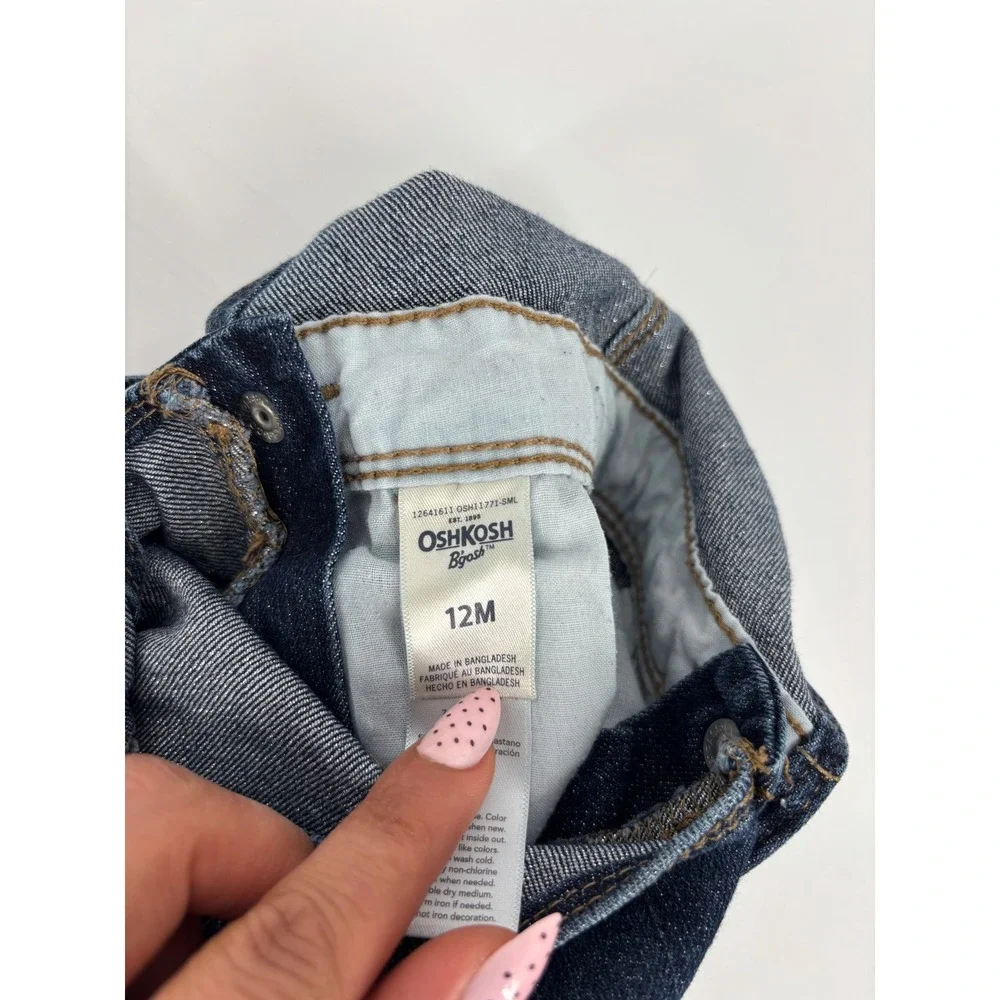 OshKosh Overalls Unisex 12M Blue Denim Vestbak Metallic Sparkle‎ OSH11771-SML